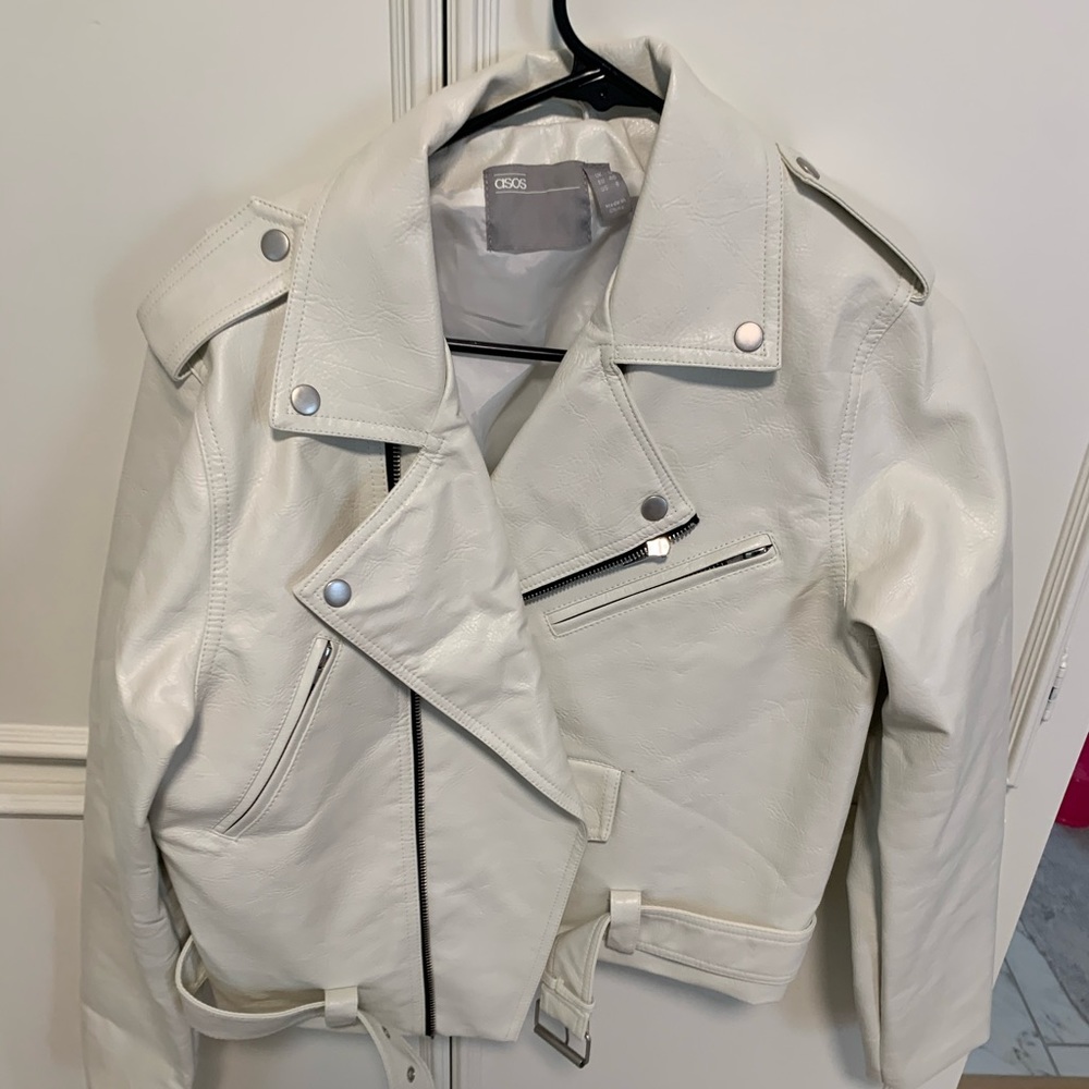 ASOS white faux leather jacket (size 8)